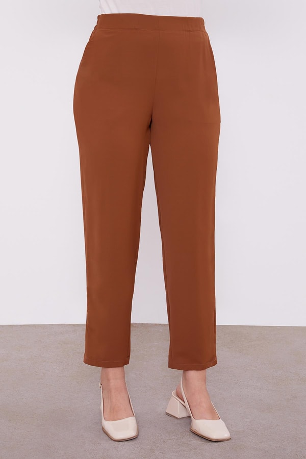 LevidorLevidor Kahve Göğüs Altı Pileli Şifon İkili Takım