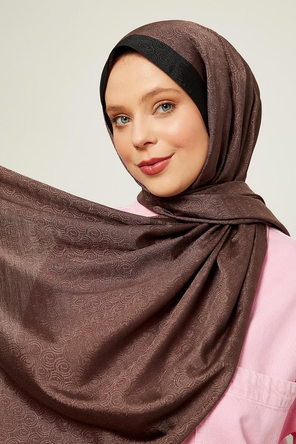 LevidorLevidor Kahve Halka Desen Monogram Şal