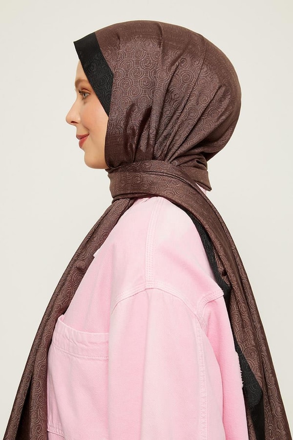 LevidorLevidor Kahve Halka Desen Monogram Şal