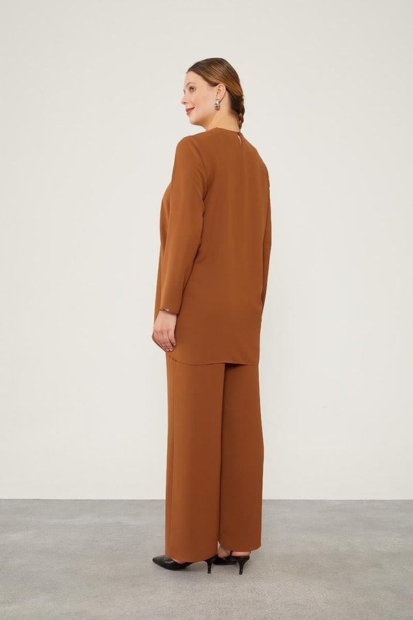 LevidorLevidor Kahve İnci İşlemeli Şifon İkili Takım