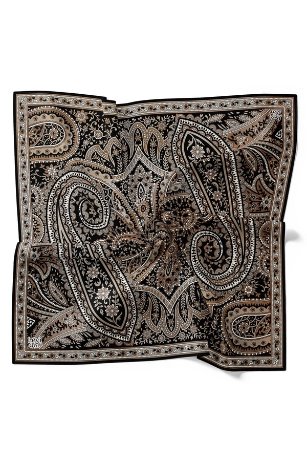 LevidorLevidor Kahve Retro Desen Twill İpek Eşarp