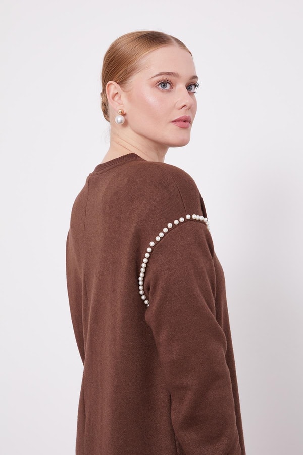 LevidorLevidor Kahve Şerit İncili Kaşmir İkili Takım