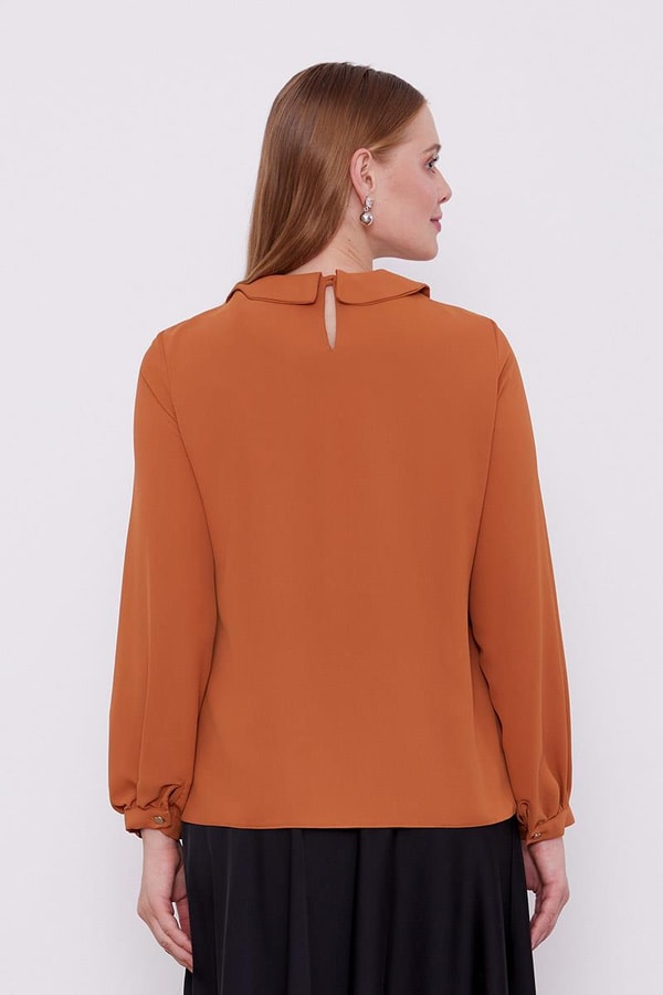 LevidorLevidor Kahve Yaka İşlemeli Bluz