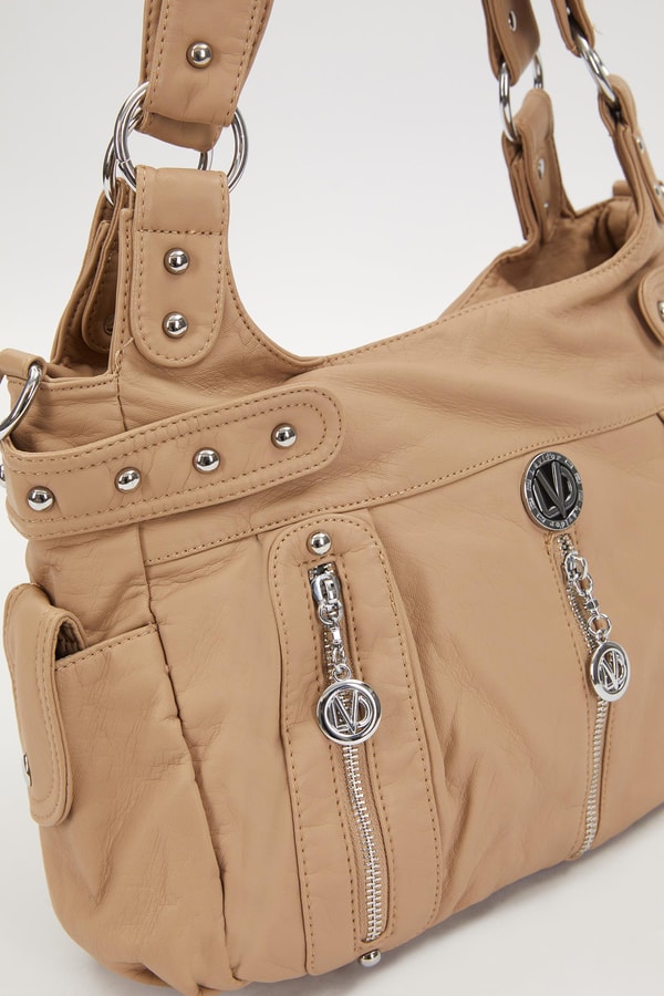 LevidorLevidor Kahve Zımba Detaylı Omuz Çantası