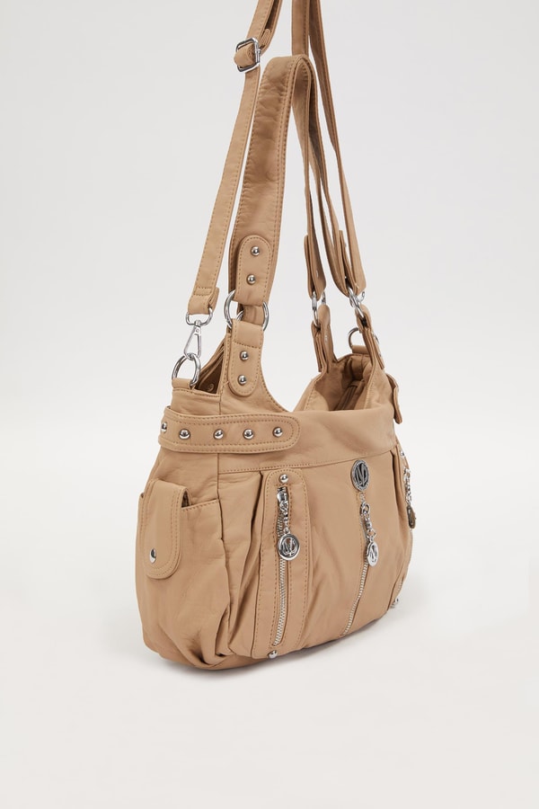 LevidorLevidor Kahve Zımba Detaylı Omuz Çantası