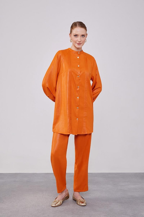 LevidorLevidor Kiremit Bisiklet Yaka Airobin Kumaş İkili Takım