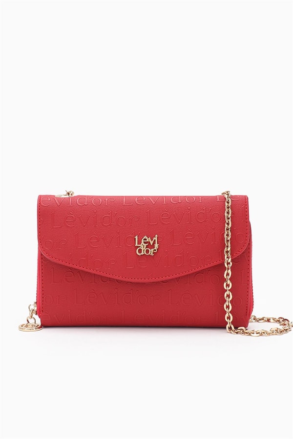 LevidorLevidor Kırmızı Monogram Baskılı Fermuarlı Cüzdan