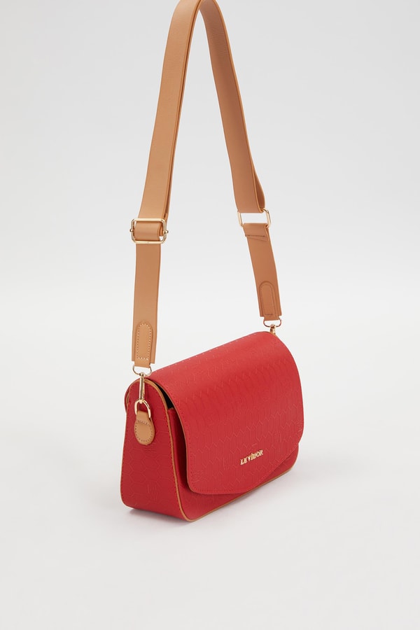 LevidorLevidor Kırmızı Petek Baskılı Ayarlanabilir Askılı Omuz Çantası
