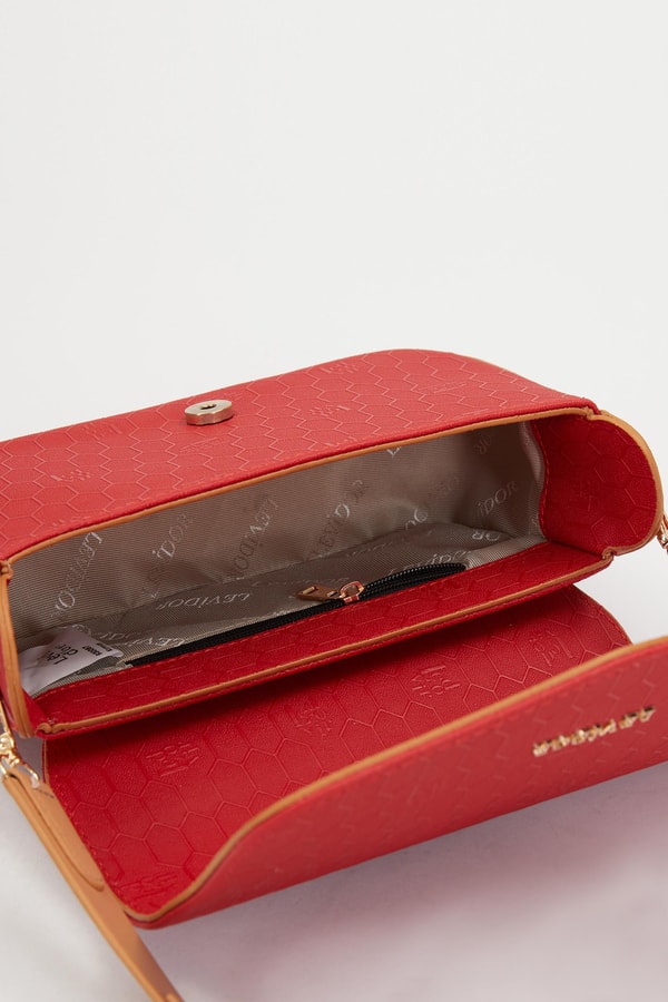 LevidorLevidor Kırmızı Petek Baskılı Ayarlanabilir Askılı Omuz Çantası