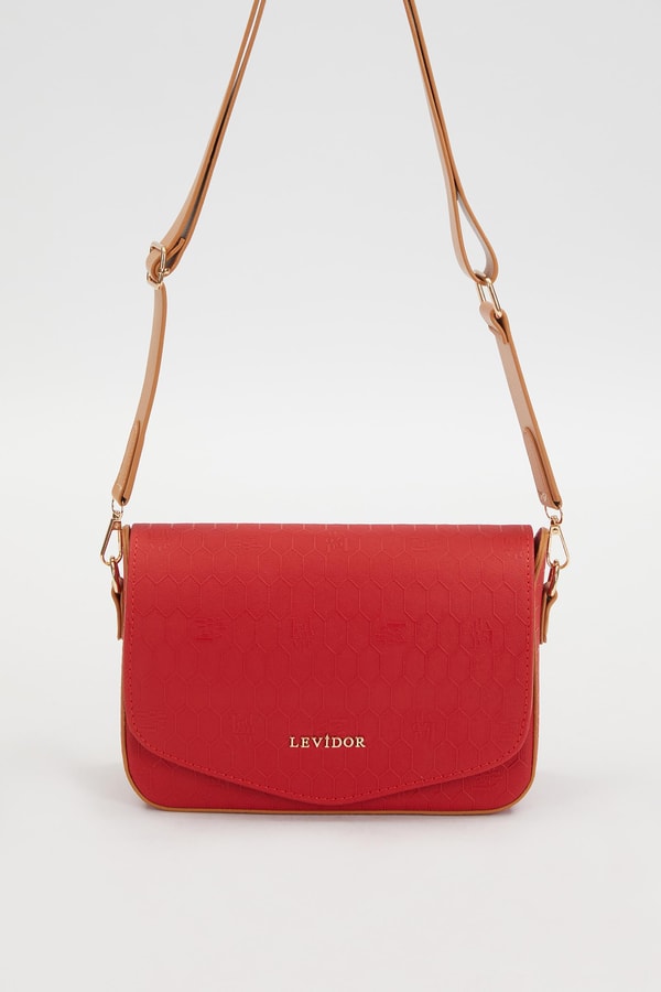 LevidorLevidor Kırmızı Petek Baskılı Ayarlanabilir Askılı Omuz Çantası