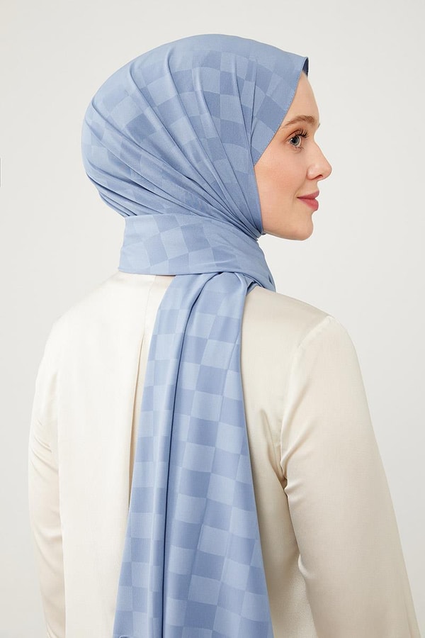 LevidorLevidor Kot Mavi Dama Desen Jakarlı Elegance Şal