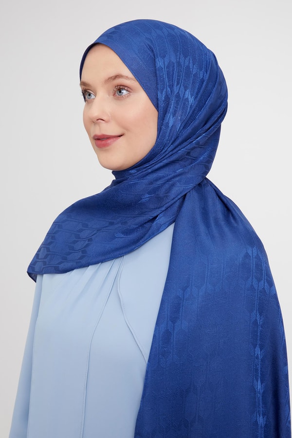 LevidorLevidor Kot Mavi Geometrik Desen Jakarlı Janjan Şal