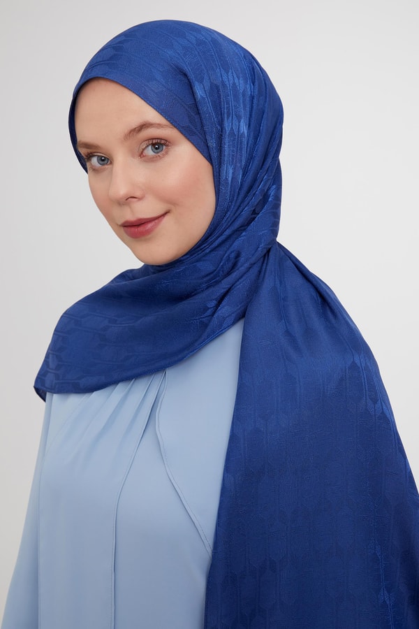 LevidorLevidor Kot Mavi Geometrik Desen Jakarlı Janjan Şal