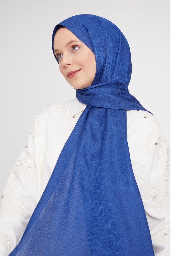 LevidorLevidor Kot Mavi Hologram Desen Jakarlı Janjan Şal