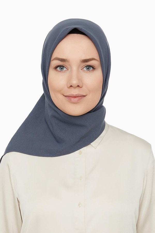 LevidorLevidor Koyu İndigo Pamuk Cazz Kare Eşarp
