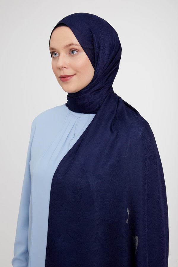 LevidorLevidor Koyu Lacivert Hologram Desen Jakarlı Janjan Şal