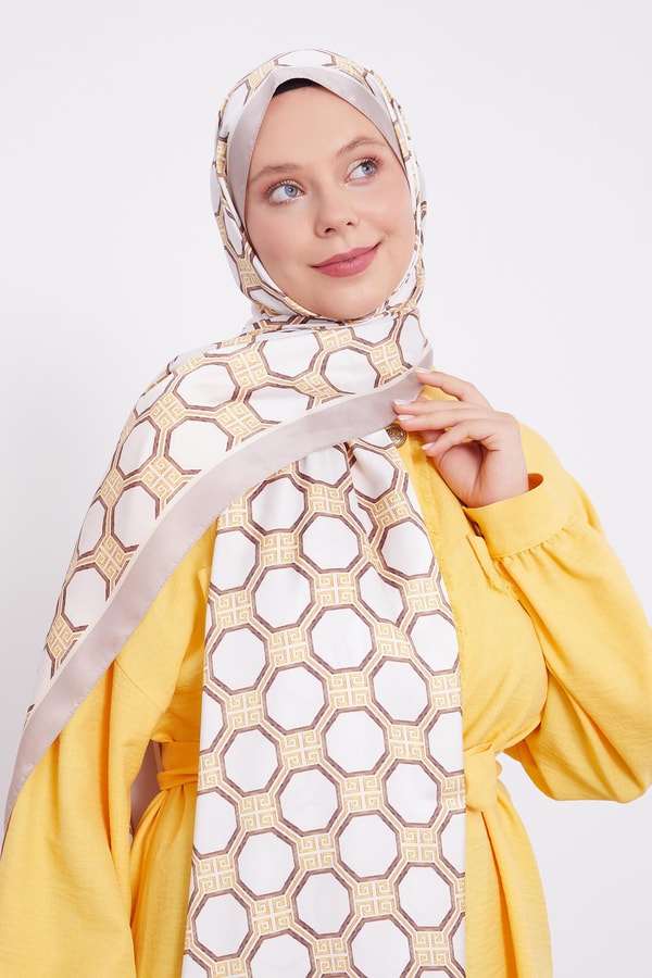 LevidorLevidor Krem Altıgen Desen Angel Şal