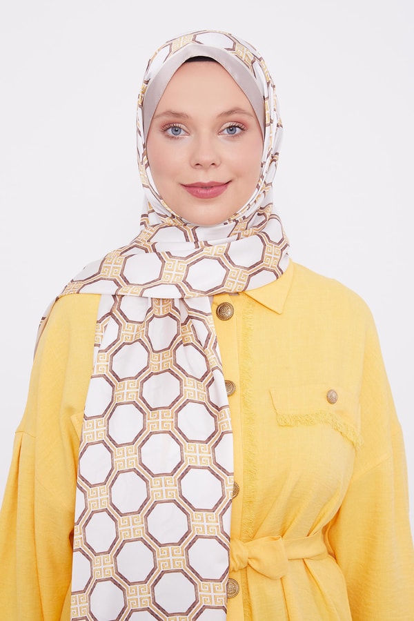 LevidorLevidor Krem Altıgen Desen Angel Şal