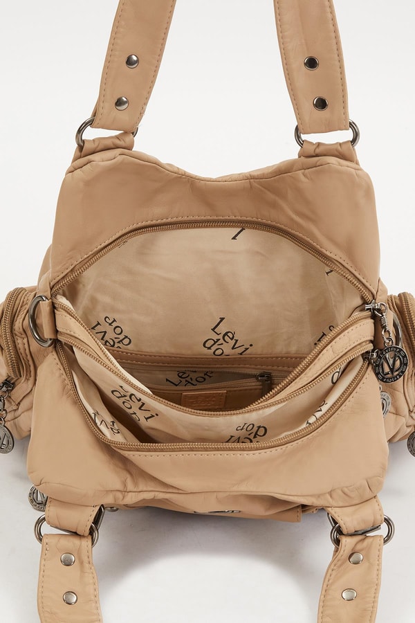 LevidorLevidor Krem Çok Gözlü Omuz Çantası