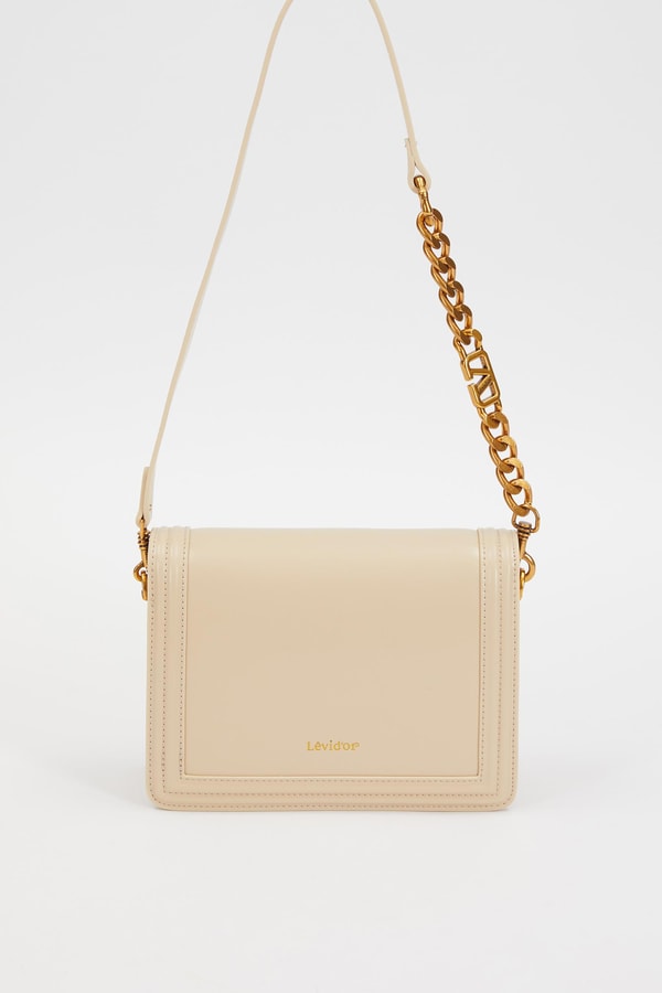 LevidorLevidor KREM Deri Zincir Askılı Omuz Çantası