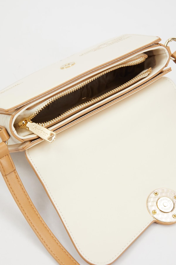 LevidorLevidor Krem Kabartma Desen Omuz Çantası