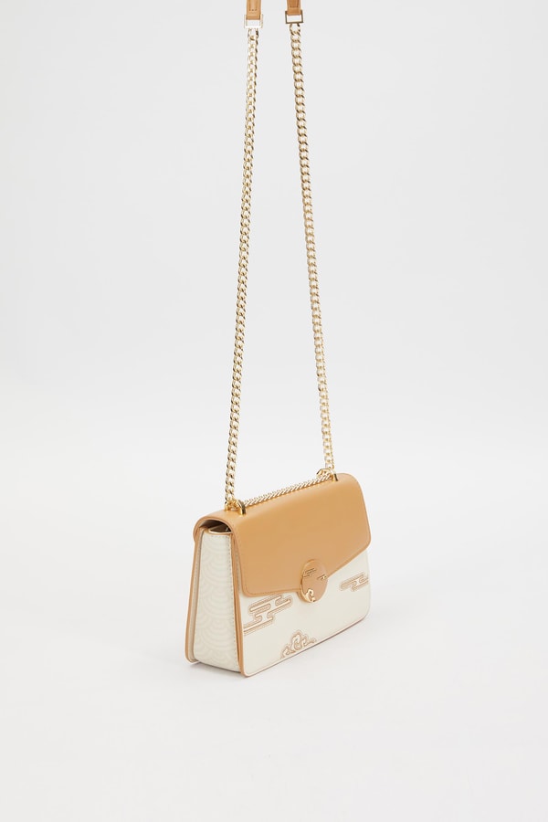 LevidorLevidor Krem Kabartma Desen Omuz Çantası