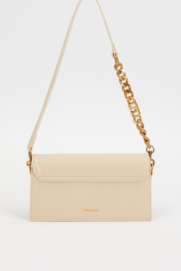 LevidorLevidor KREM Kare Kilit Detaylı Omuz Çantası