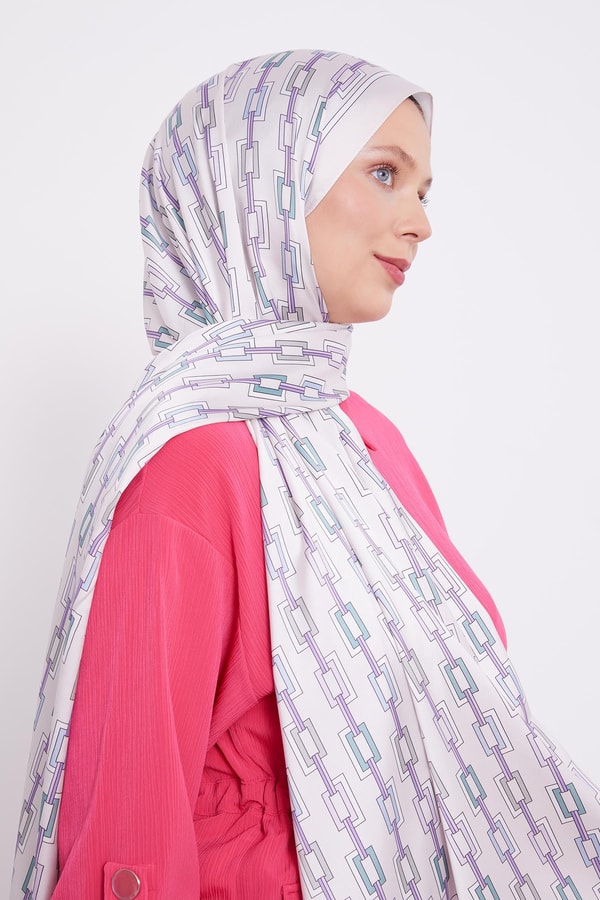 LevidorLevidor Krem Kare Zincir Desen Angel Şal