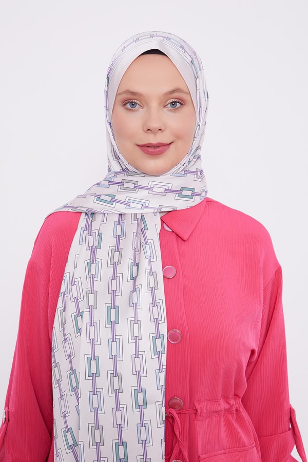 LevidorLevidor Krem Kare Zincir Desen Angel Şal