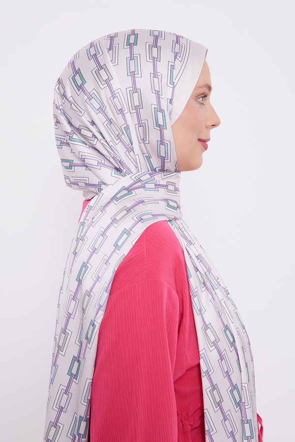 LevidorLevidor Krem Kare Zincir Desen Angel Şal