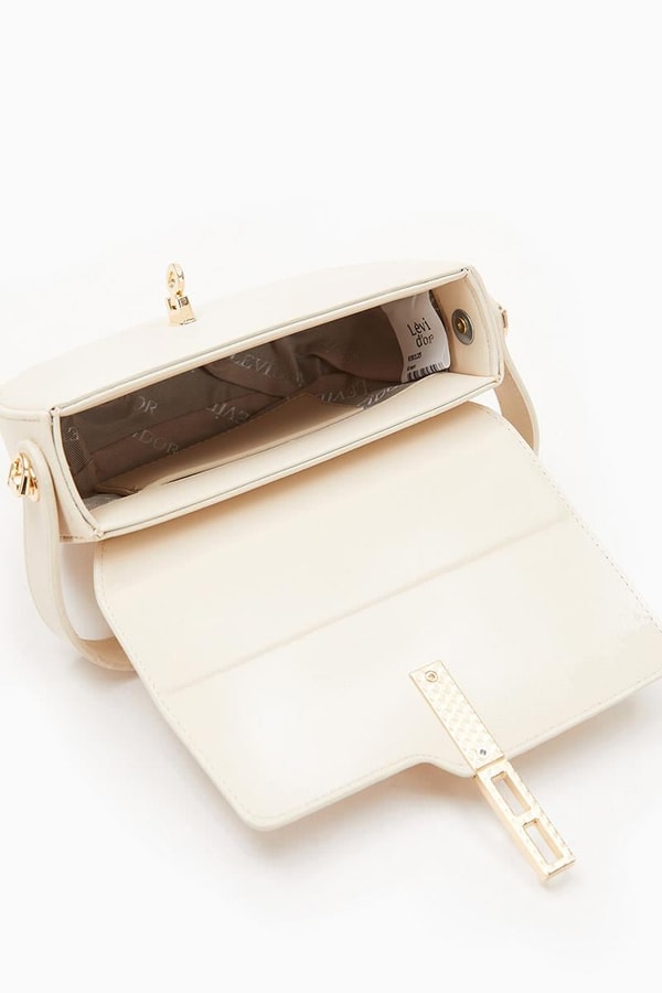 LevidorLevidor Krem Kilit Kapamalı El Çantası