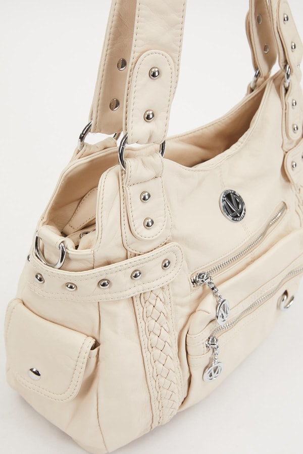 LevidorLevidor Krem Örgü Detaylı Omuz Çantası