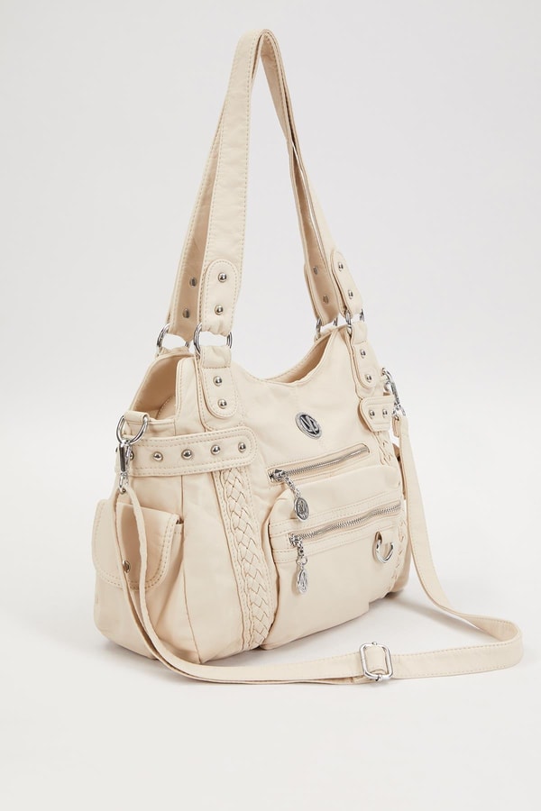 LevidorLevidor Krem Örgü Detaylı Omuz Çantası