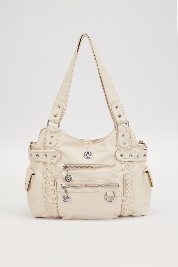 LevidorLevidor Krem Örgü Detaylı Omuz Çantası