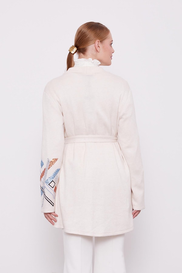 LevidorLevidor Krem Payet İşlemeli Kaşmir Hırka