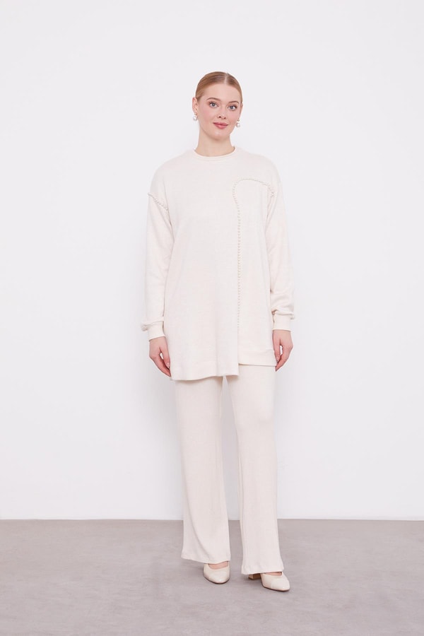 LevidorLevidor KREM Şerit İncili Kaşmir İkili Takım