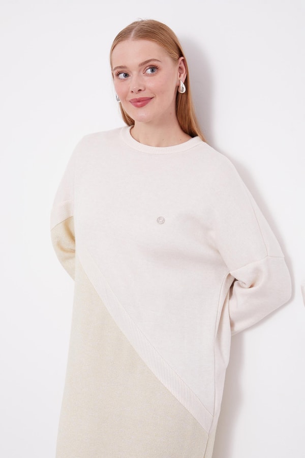 LevidorLevidor Krem Simli Triko Tunik