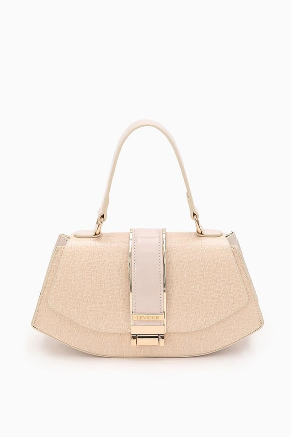 LevidorLevidor Krem Yılan Deri Desenli El Çantası