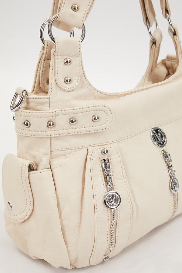 LevidorLevidor Krem Zımba Detaylı Omuz Çantası