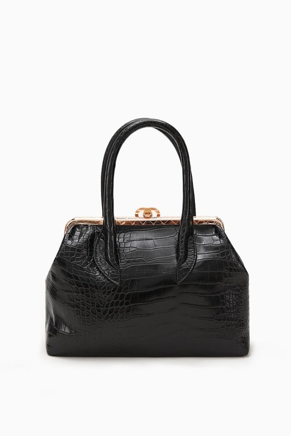 LevidorLevidor KROKO SİYAH Croko Deri El Çantası
