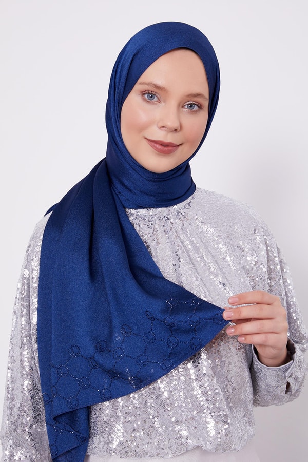 LevidorLevidor Lacivert Altıgen Desen Diamond Şal
