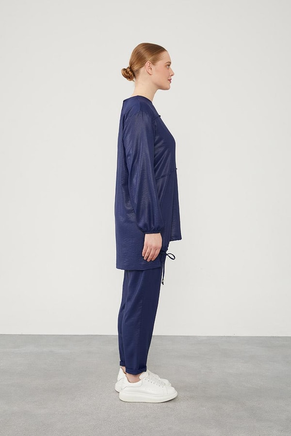 LevidorLevidor Lacivert Asimetrik Kesim Pantolonlu İkili Takım