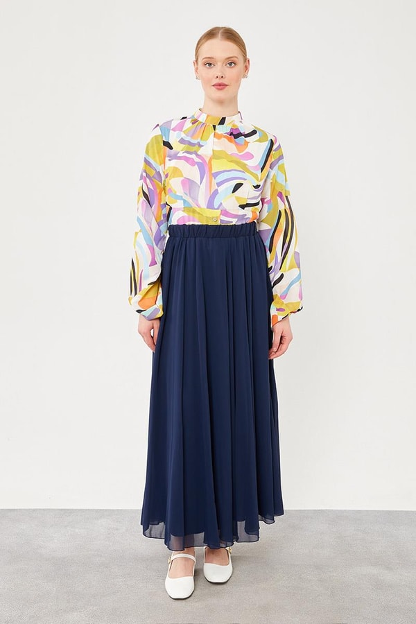 LevidorLevidor Lacivert Beli Lastikli Kloş Etek