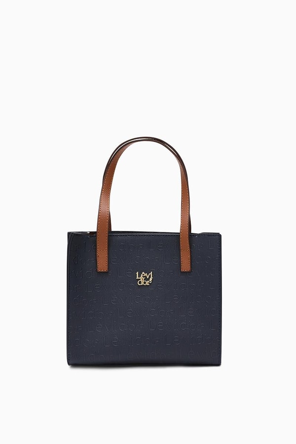 LevidorLevidor Lacivert Çapraz Askılı Monogram Baskılı Omuz Çantası