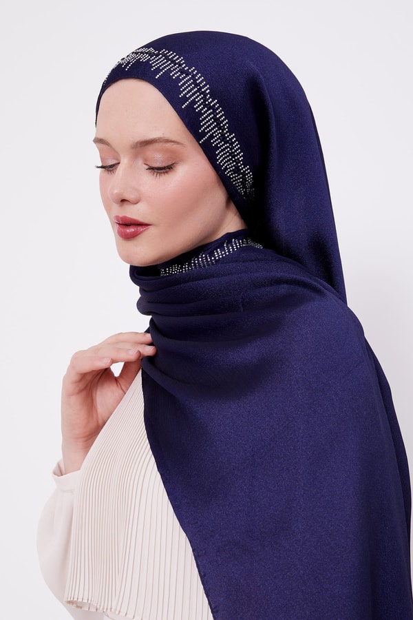 LevidorLevidor Lacivert Çubuk Şeritli Diamond Şal