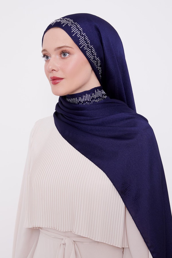 LevidorLevidor Lacivert Çubuk Şeritli Diamond Şal