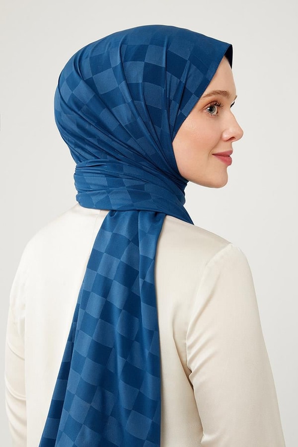LevidorLevidor Lacivert Dama Desen Jakarlı Elegance Şal
