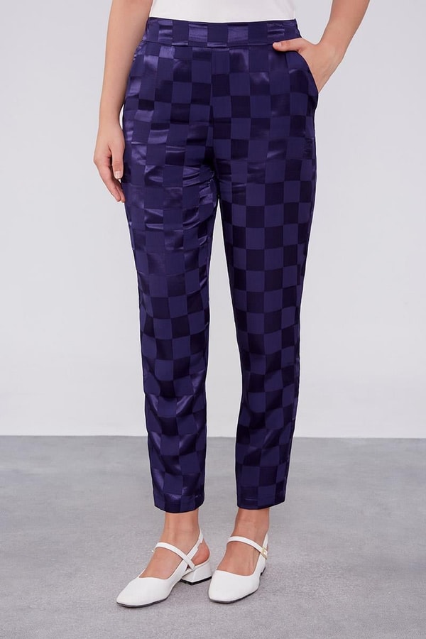 LevidorLevidor Lacivert Dama Desen Jakalı İkili Takım