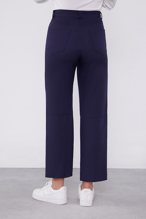LevidorLevidor Lacivert Ekleme Tasarımlı Düz Paça Pantolon