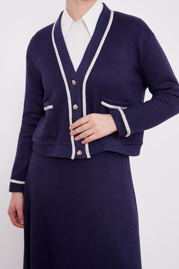 LevidorLevidor Lacivert İnci Şeritli Etekli Takım